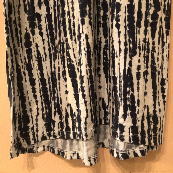 H&M Tie Dye Shibori Print Scoop Tank Viscose Maxi Dress Navy Blue White Straight - Picture 3 of 3